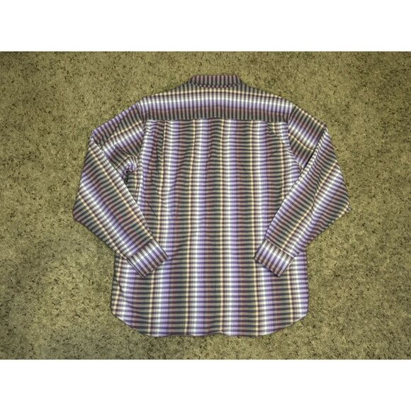 TOMMY BAHAMA Long Sleeve Button-Up Shirt Purple Check Plaid Silk Blend Preppy XL - Picture 2 of 10